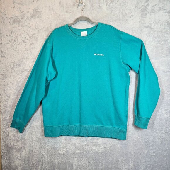Columbia Mens XL Turquoise Crew Neck Sweatshirt Cotton Blend Casual Gym School - Picture 1 of 11